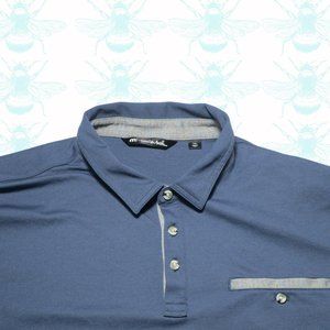 Travis Mathew Golf Polo Blue Short Sleeve Pima Cotton Shirt Men's Size - 2XL XXL
